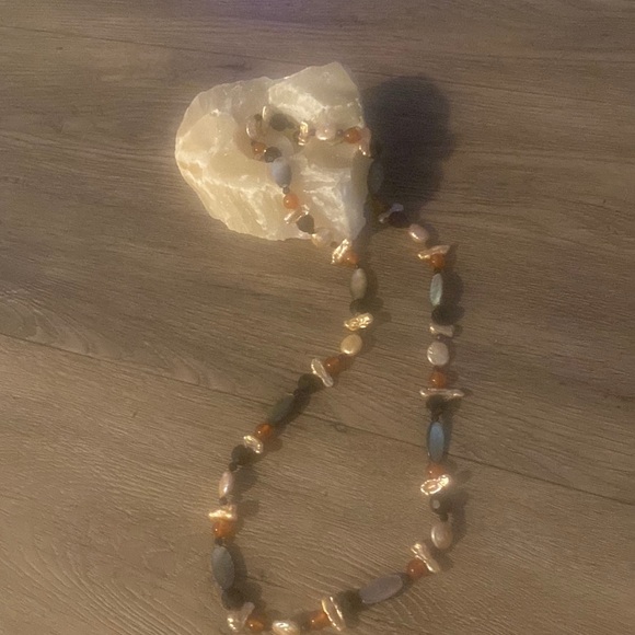 Fresh water pearls abalone beads and crystals necklace 36 inches long - Picture 2 of 5